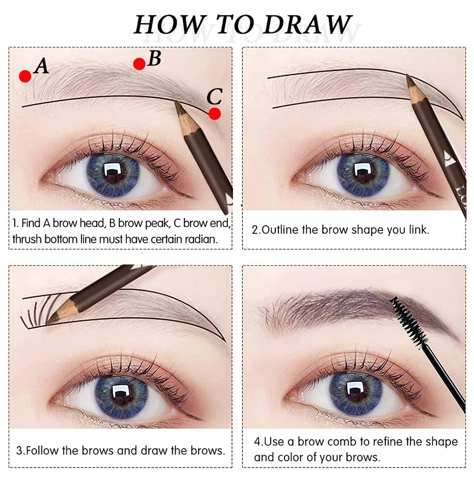 6/12-Piece Waterproof Eyebrow Pencil Set