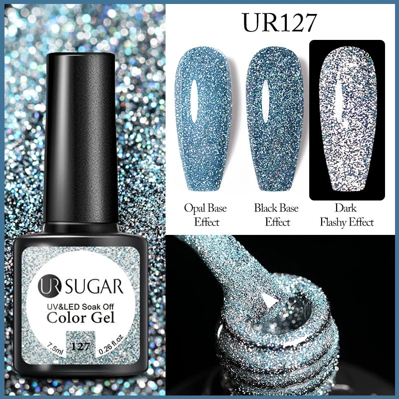 UR SUGAR 7.5ml Reflective Glitter Pink Sequin Gel Polish