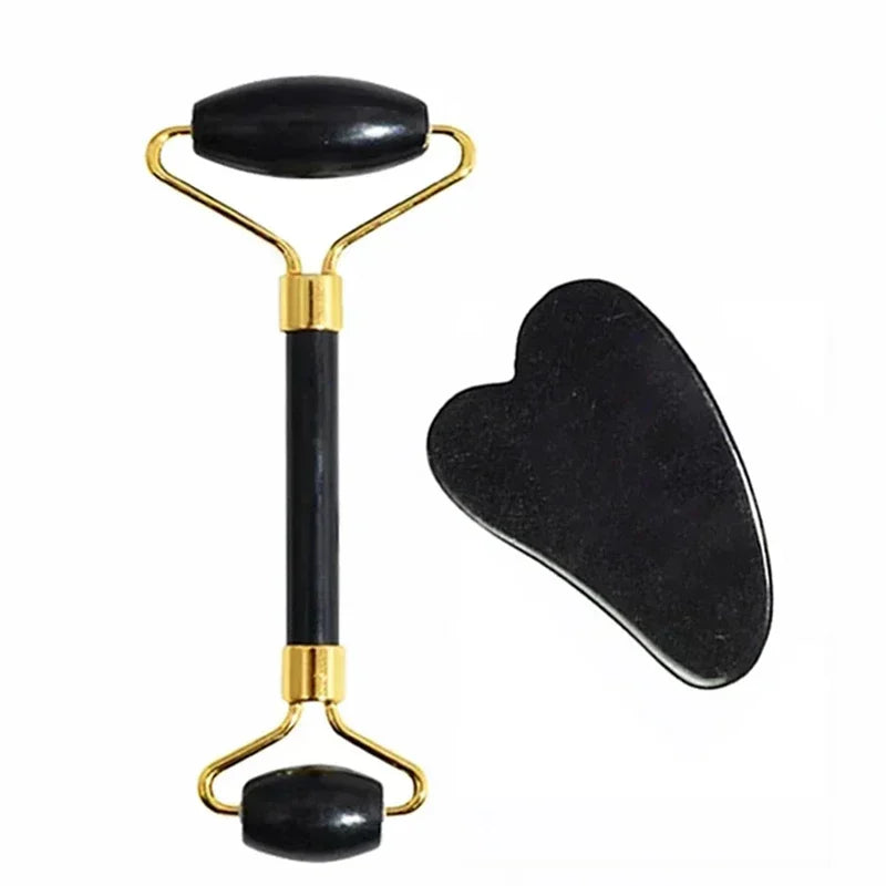 Natural Jade Roller and Gua Sha Set - Face Neck Body Massager