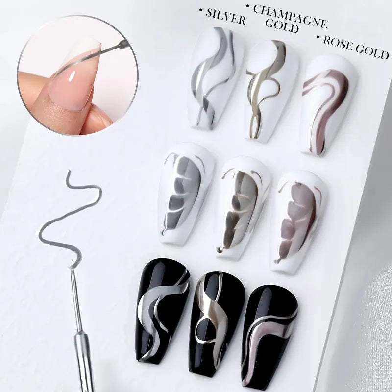 LILYCUTE 5ml Metallic Painting Liner Gel - Gold Silver Nail Art