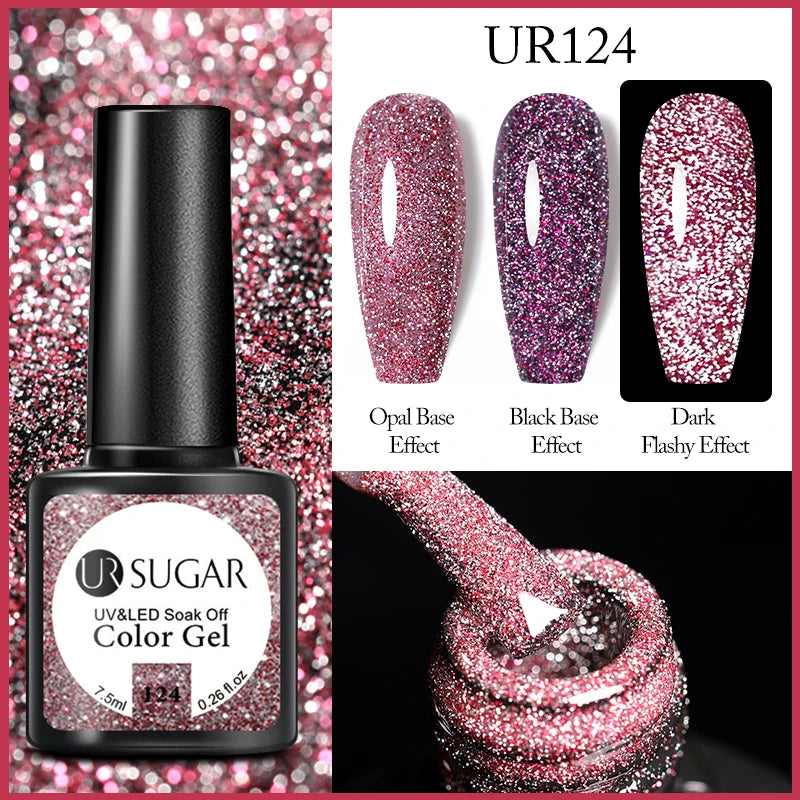 UR SUGAR 7.5ml Reflective Glitter Pink Sequin Gel Polish