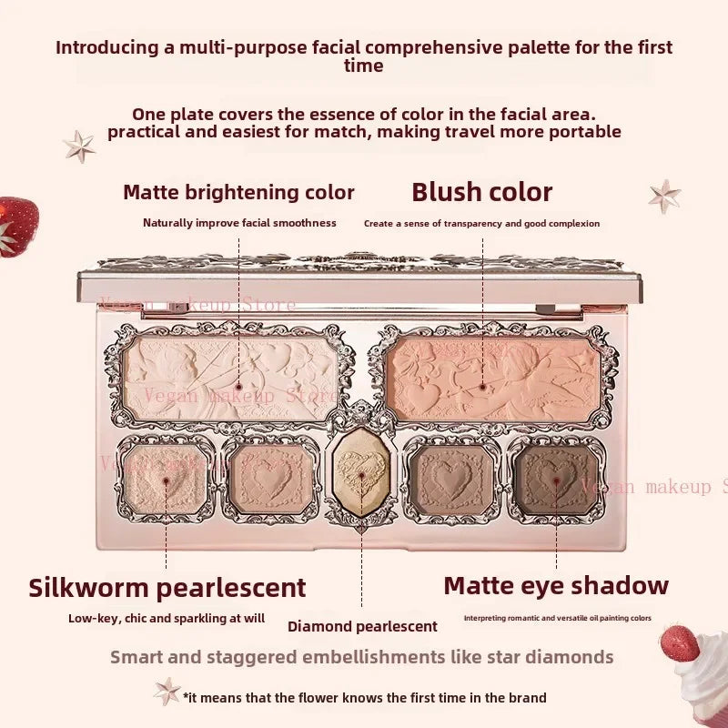 Flowerknows Strawberry Cupid Complexion Palette - Blush Eyeshadow Highlighter