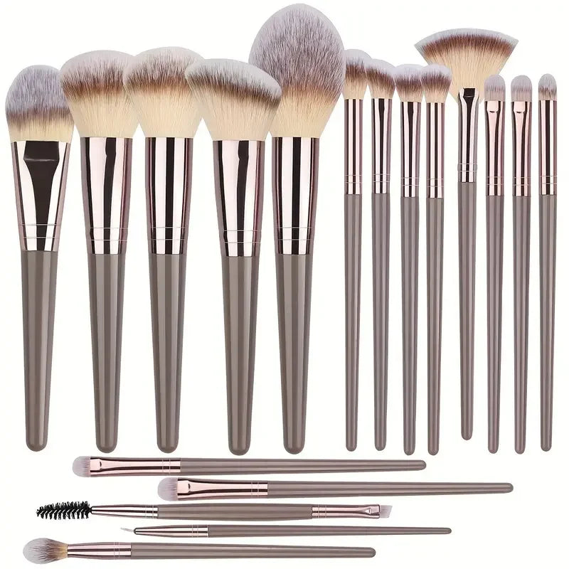 3-20 Piece Makeup Brush Set - Brown Blending Beauty Tools