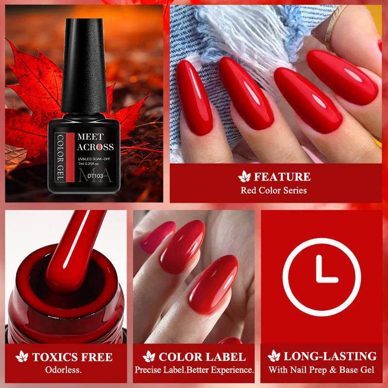 MEET ACROSS 7ml Wine Red French Gel Polish