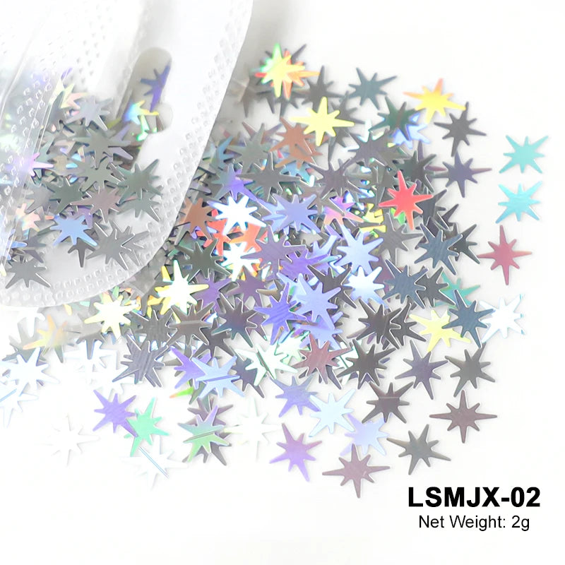 2g Holographic Nail Art Glitter - Star Butterfly Sequins Flakes