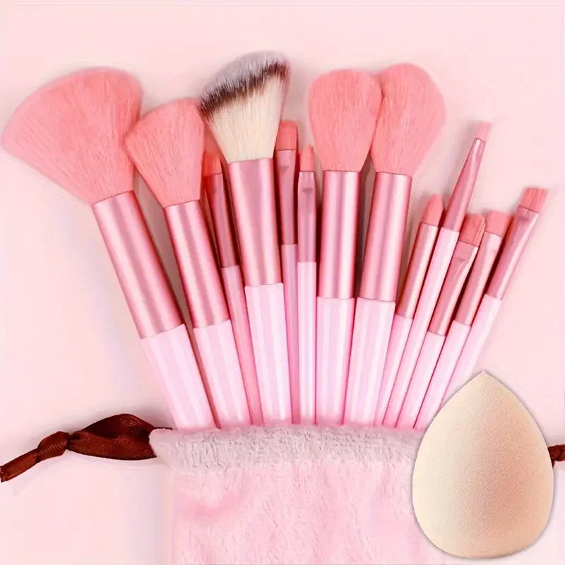 13-Piece Soft Makeup Brush Set - Foundation Blush and Eye Tools