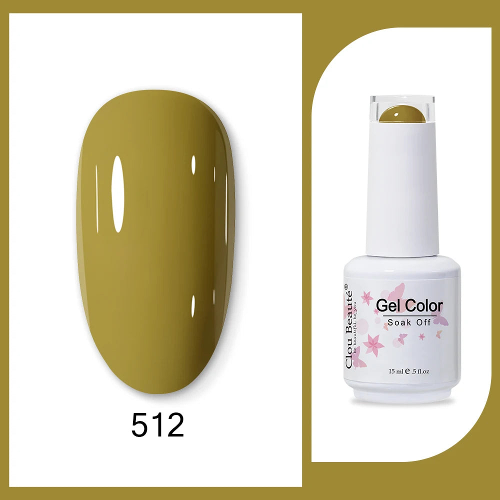 Clou Beaute 15ml Army Green Gel Polish - HEMA and TPO Free