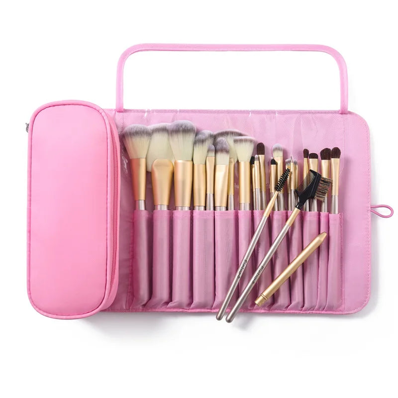 Waterproof Roll-Up Makeup Brush Bag - Travel Cosmetic Tool Organizer