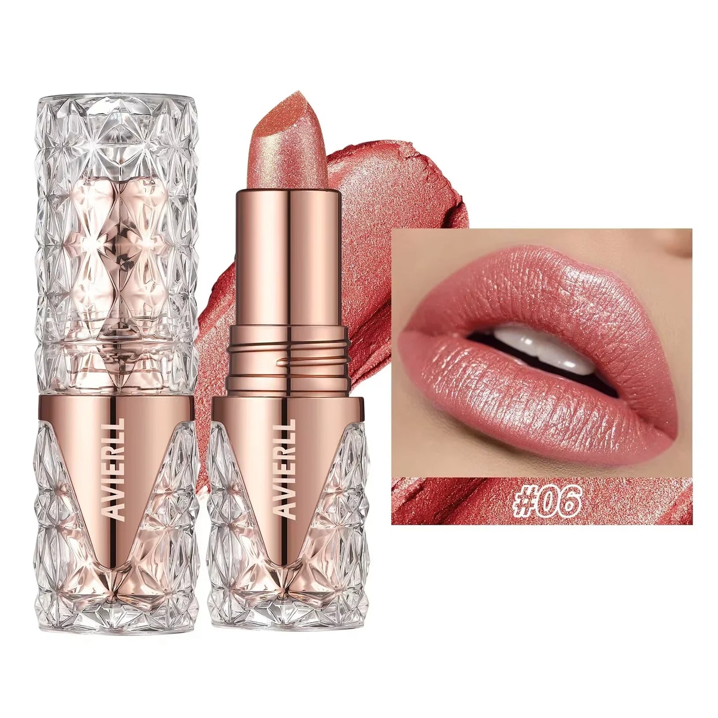 Quicksand Gold Glitter Lipstick - Silky Grapefruit Orange Shine