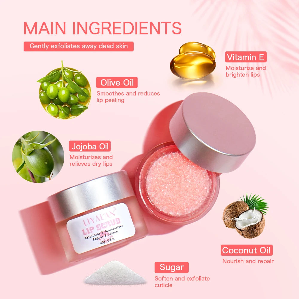 Pink Lip Scrub Cream - Exfoliating Moisturizing Lip Care