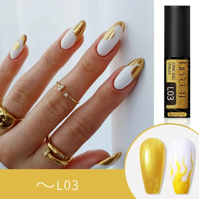 LILYCUTE 5ml Metallic Painting Liner Gel - Gold Silver Nail Art