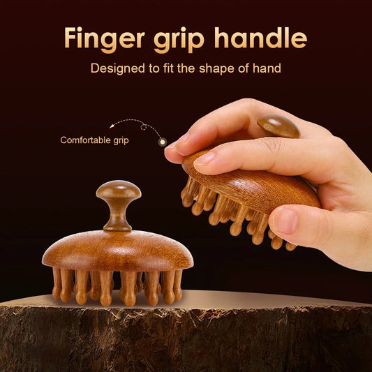 Sandalwood Scalp Massage Comb - Anti-Static Wooden Gua Sha Brush