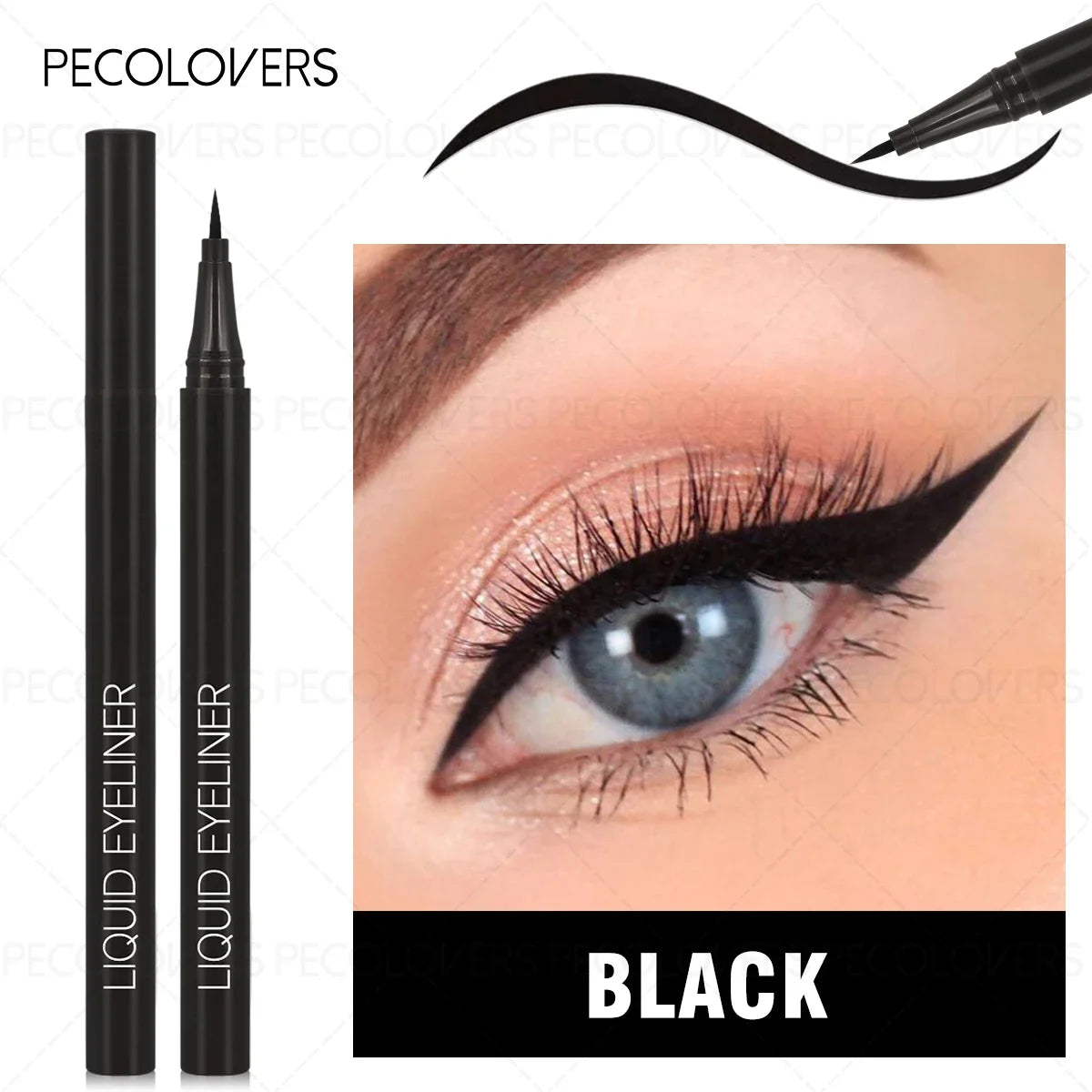 3-Piece Black Liquid Eyeliner Pen Set - High Pigment Eye Makeup