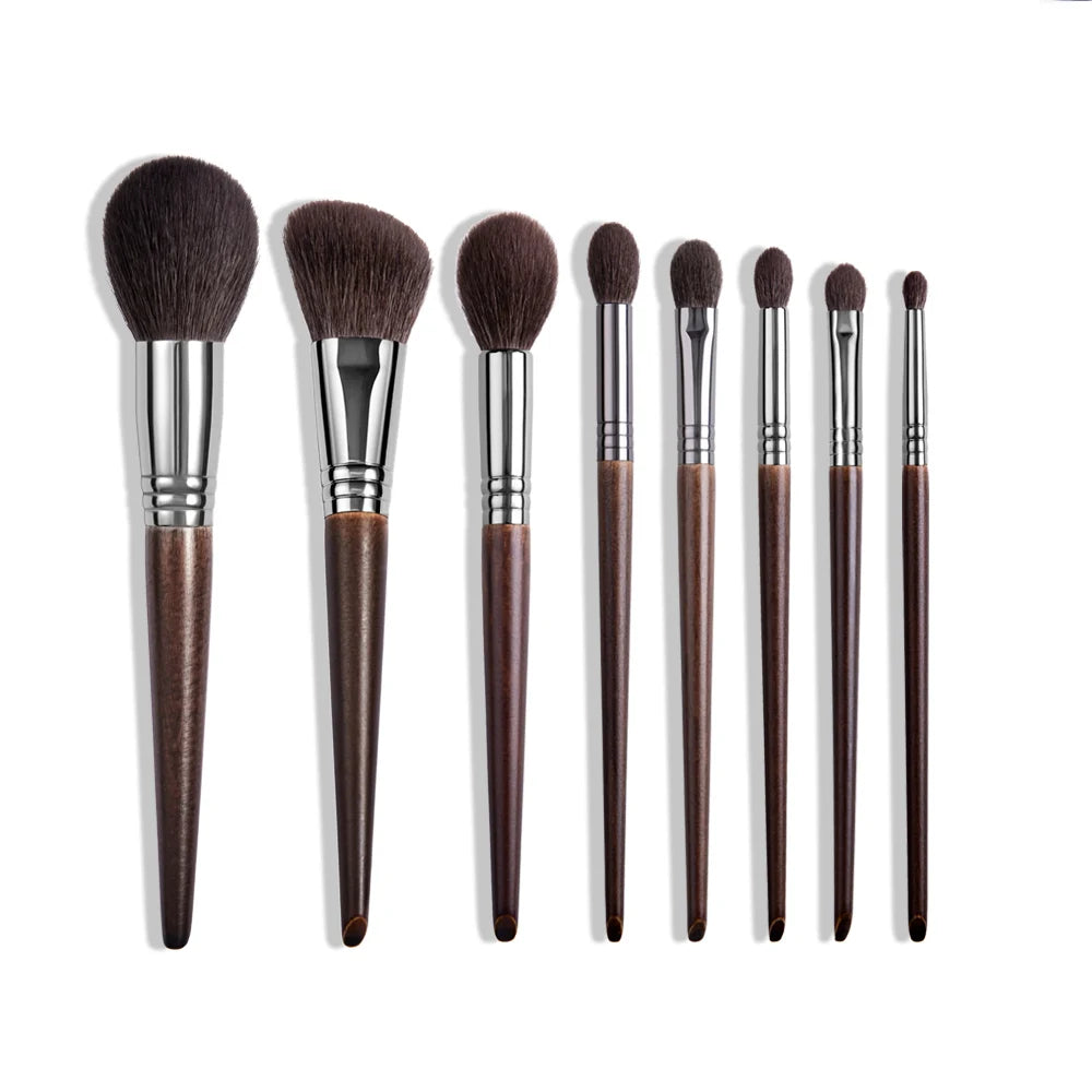 Natural Goat Hair Makeup Brush Set with Travel Case