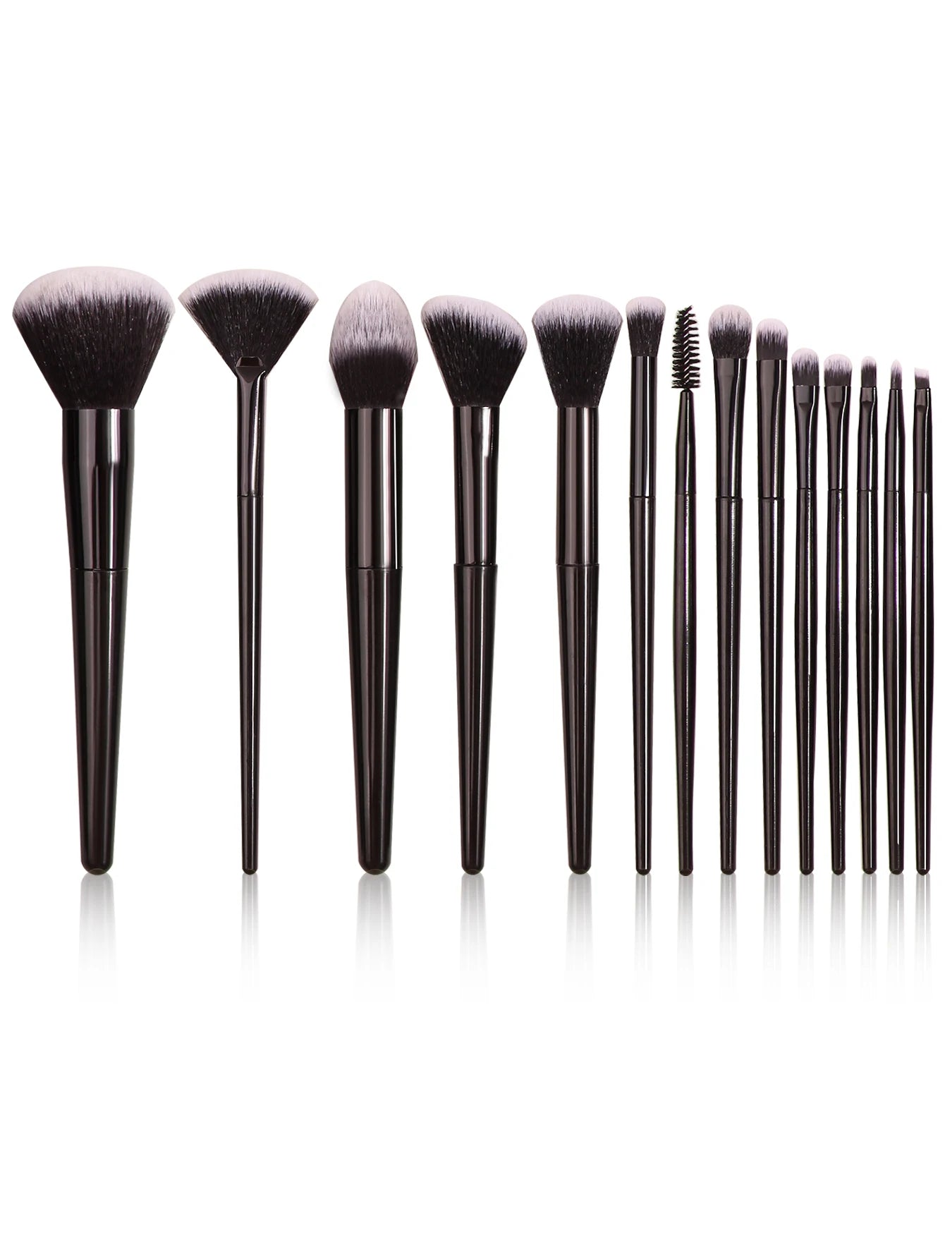 Black Multi-Use Makeup Brush Set - Foundation Blush and Concealer