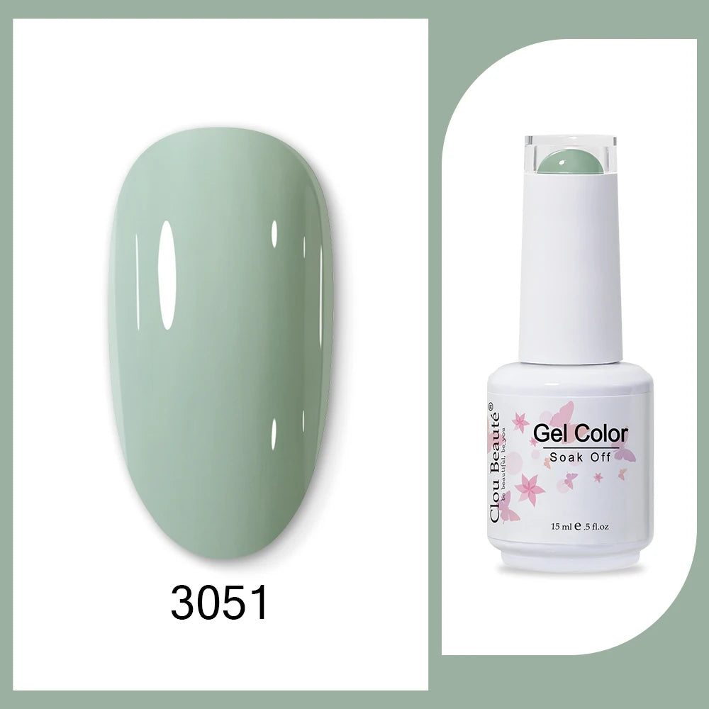 Clou Beaute 15ml Army Green Gel Polish - HEMA and TPO Free