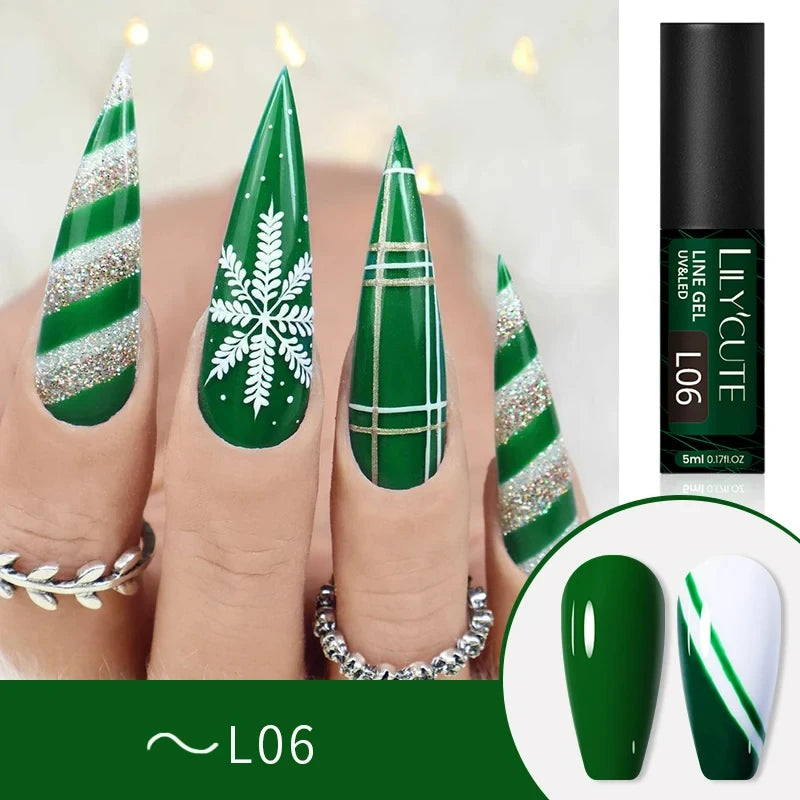 LILYCUTE 5ml Metallic Painting Liner Gel - Gold Silver Nail Art