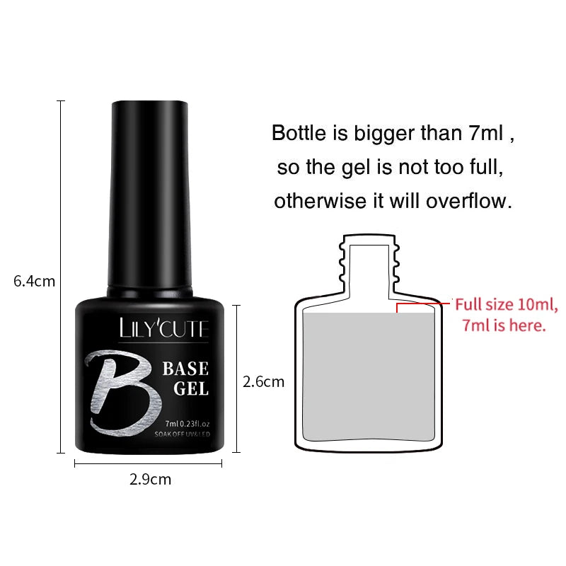 LILYCUTE 7ml Base and No-Wipe Top Coat Gel Polish