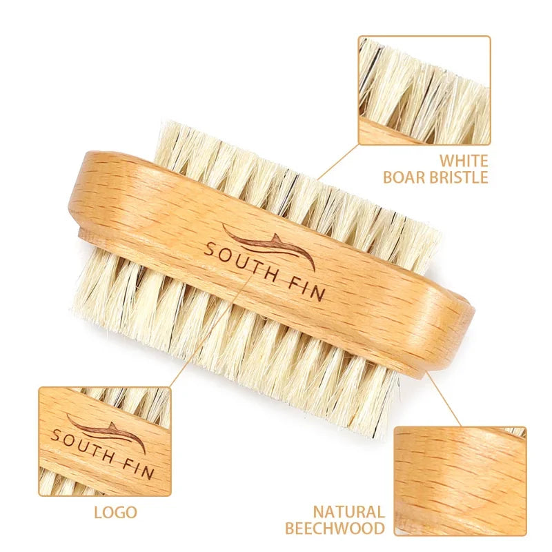 Double-Sided Wooden Nail Cleaning Brush - Manicure Pedicure Scrubber