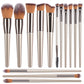 Champagne 14-Piece Makeup Brush Set - Kabuki Blending Beauty Tools
