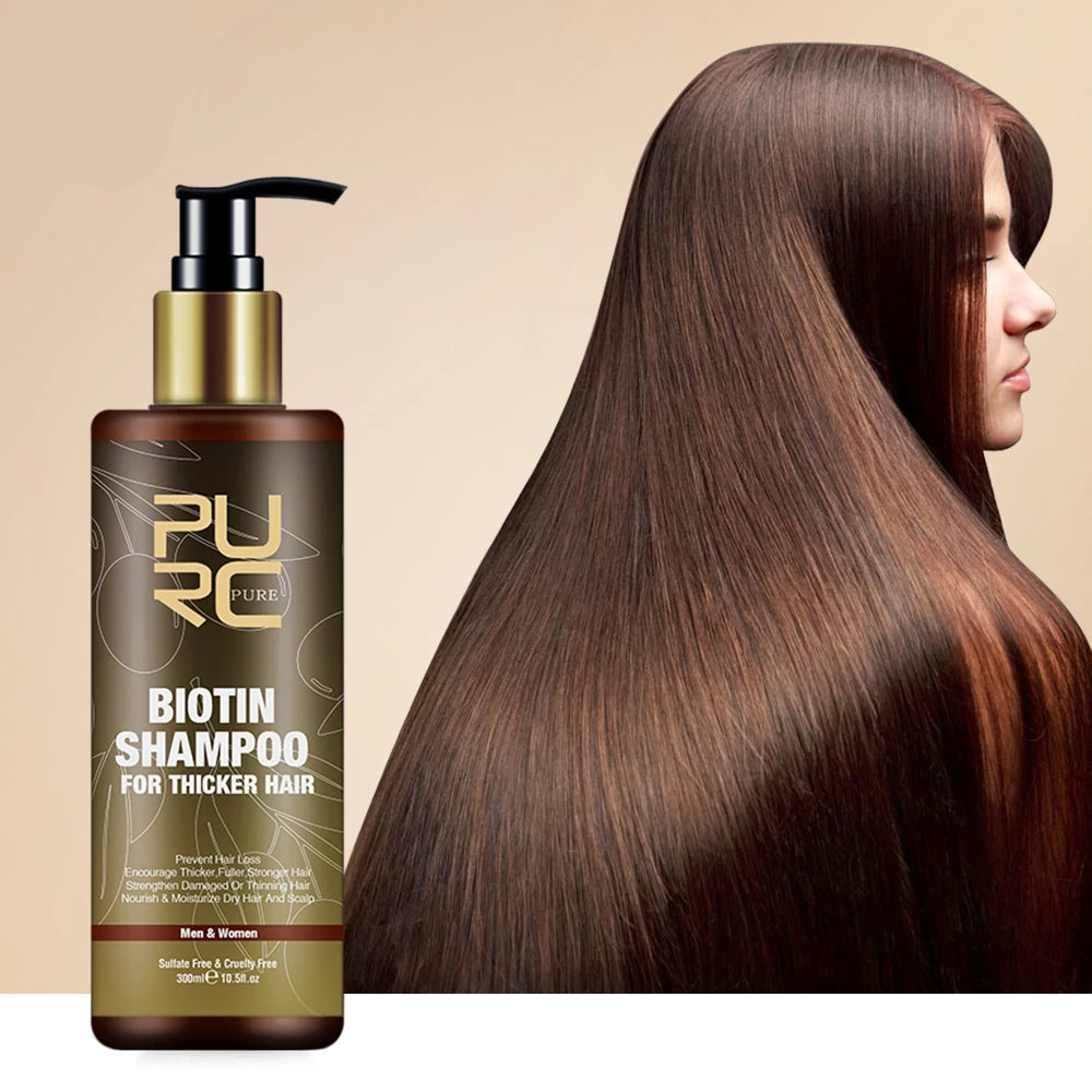 PURC Biotin Hair Care Set - Shampoo Conditioner and Growth Oil