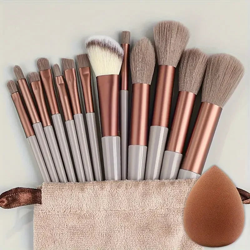 13-Piece Soft Makeup Brush Set - Foundation Blush and Eye Tools
