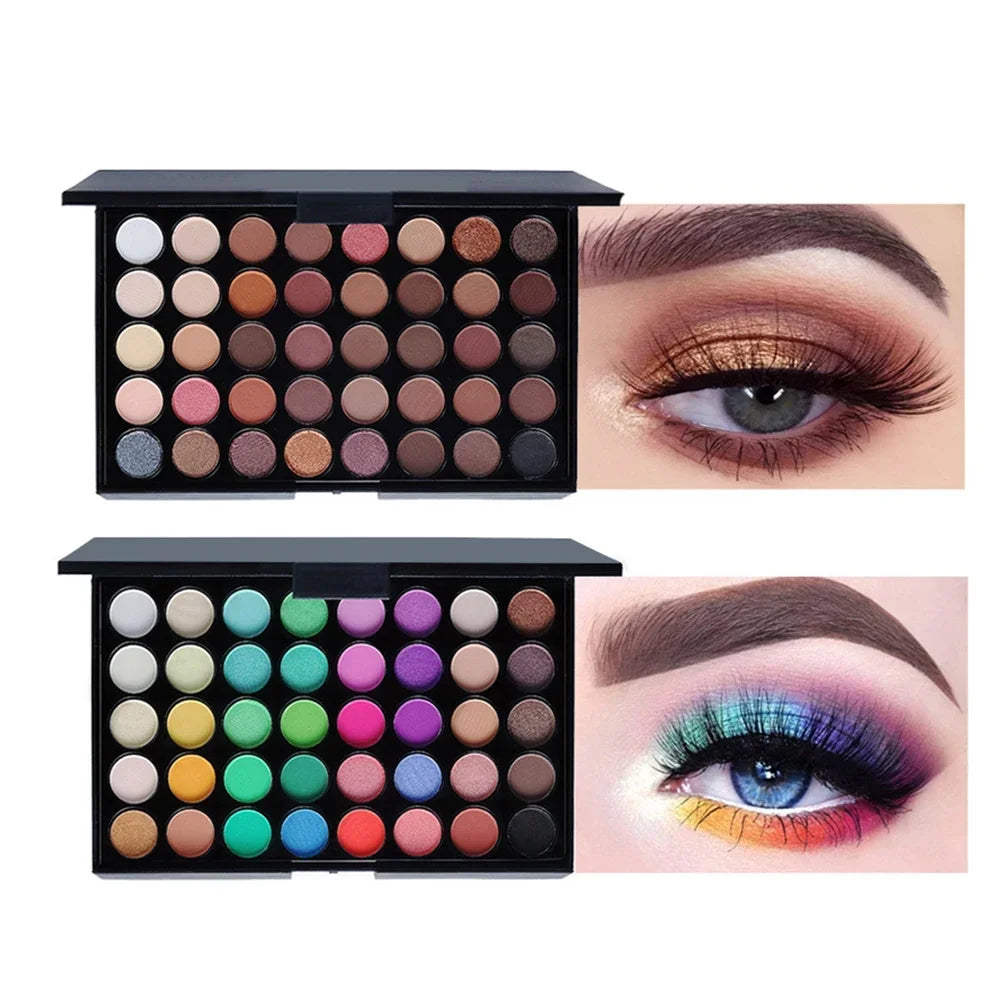 40-Color Matte Glitter Eyeshadow Palette - Nude Shimmer Makeup Set