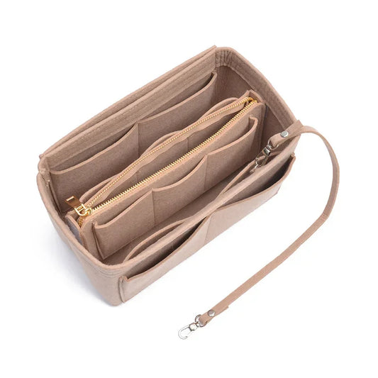 Large Capacity Felt Makeup Organizer Bag - Travel Insert Tote