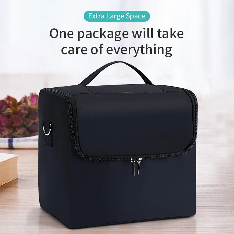 Large 4-Tier Makeup Train Case - Adjustable Nail & Beauty Organizer
