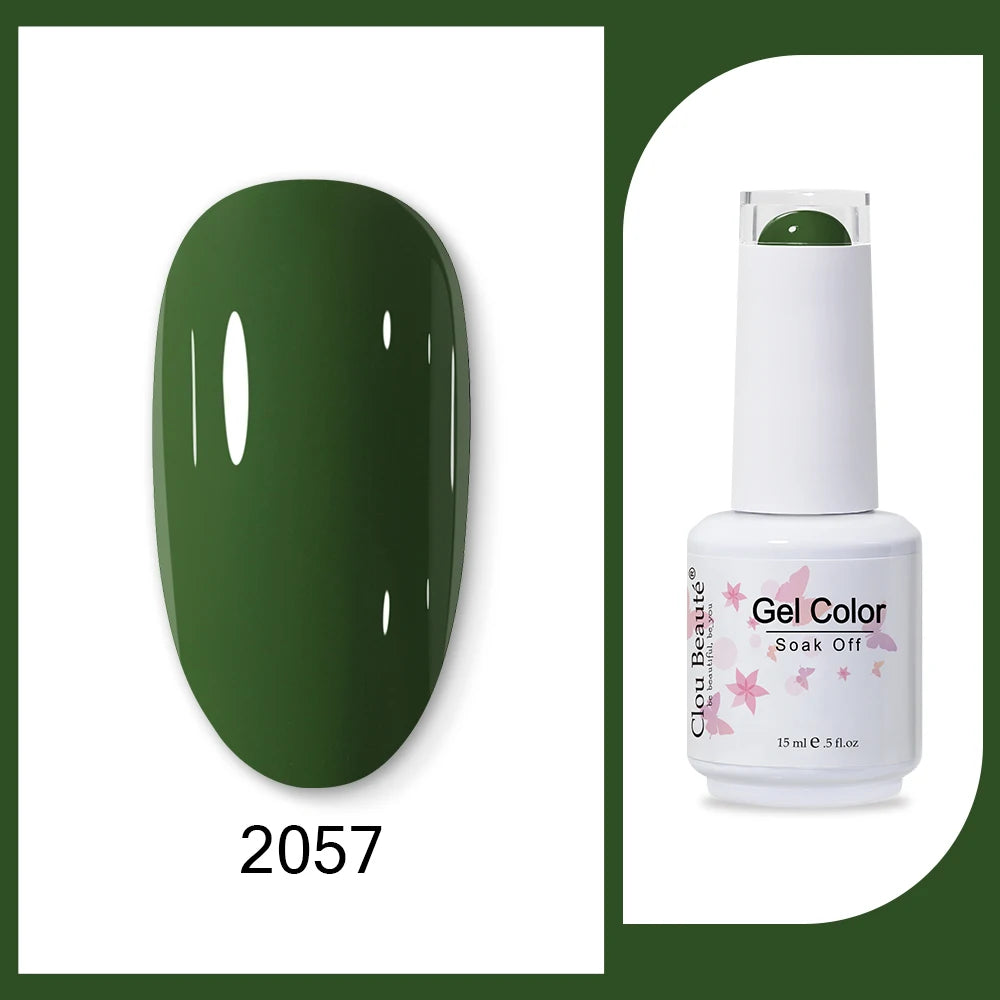 Clou Beaute 15ml Army Green Gel Polish - HEMA and TPO Free