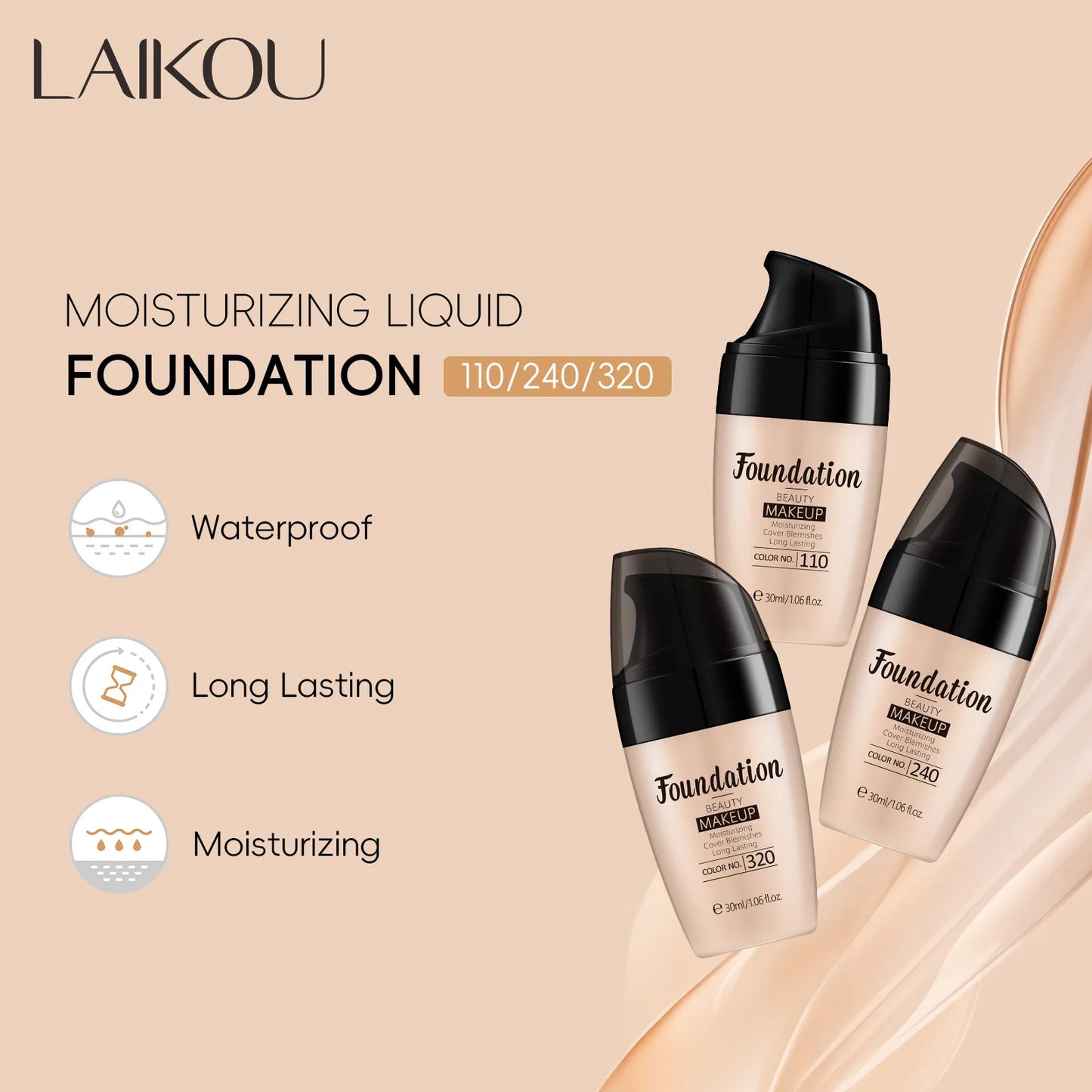 LAIKOU 30ML Hydrating Natural Finish Liquid Foundation