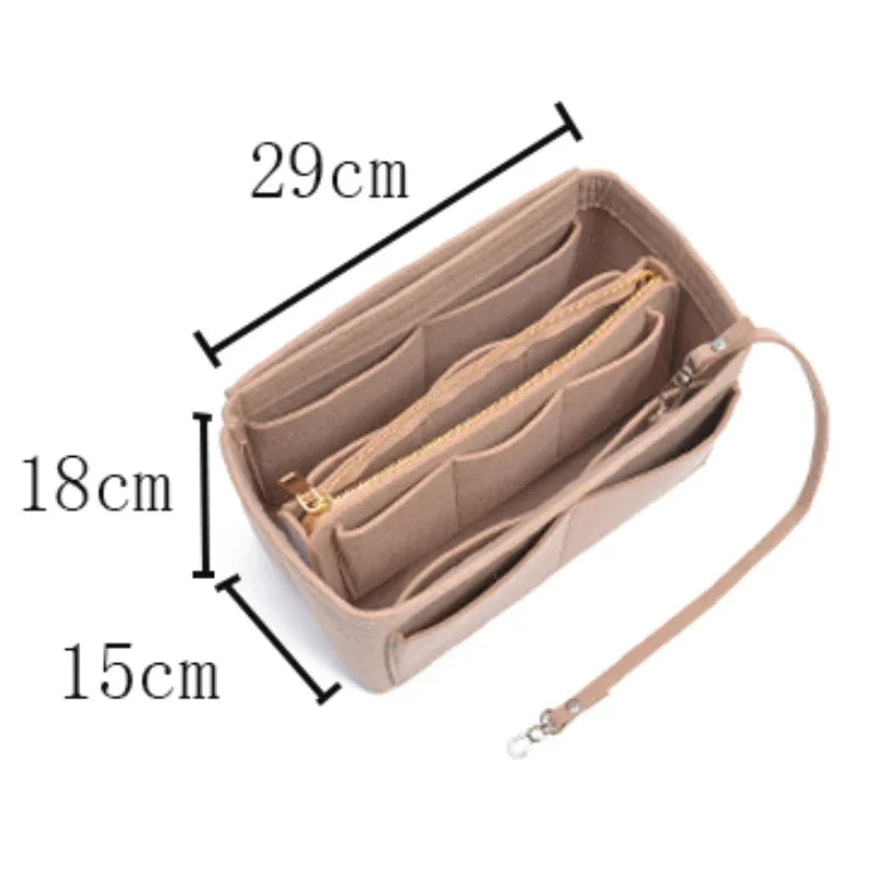 Large Capacity Felt Makeup Organizer Bag - Travel Insert Tote