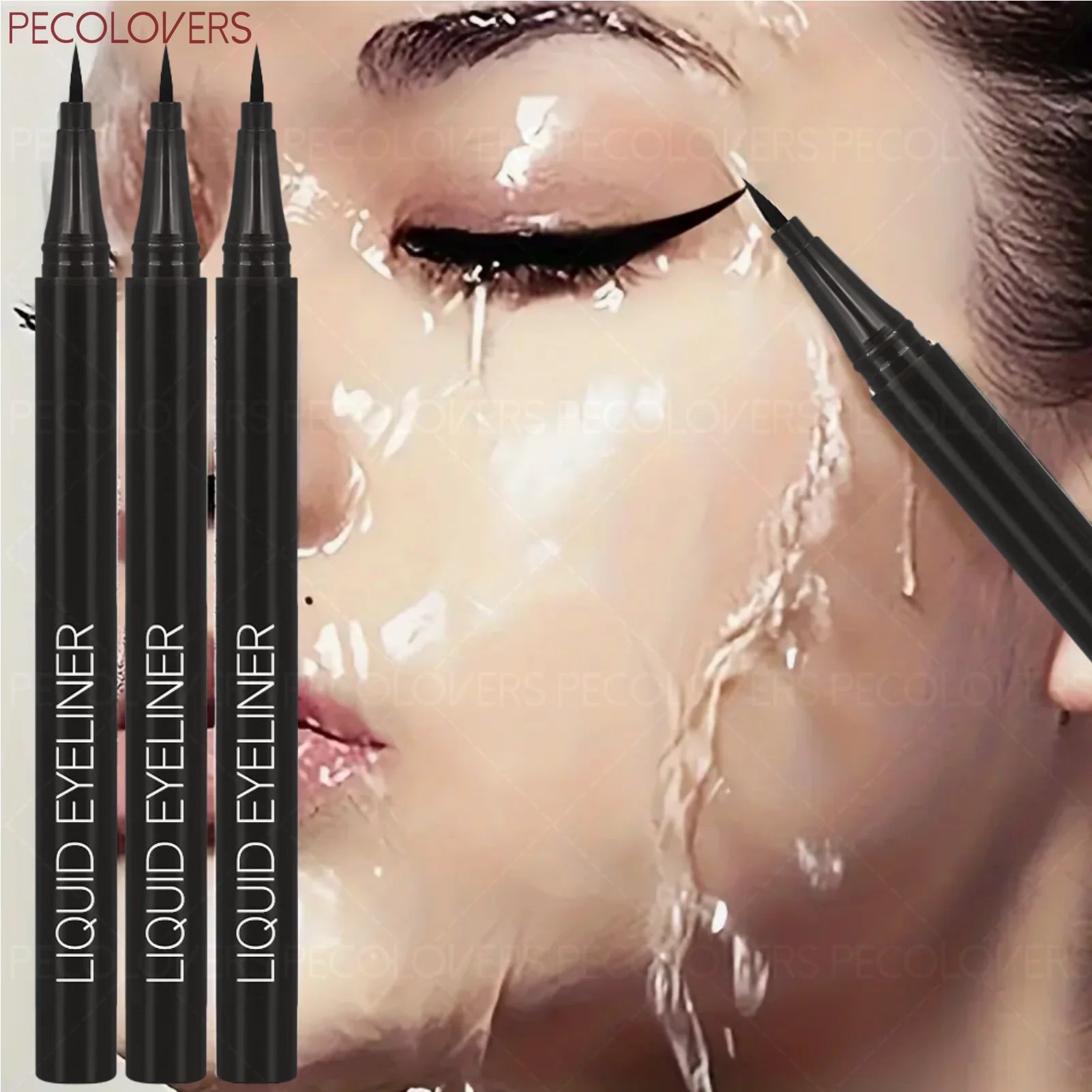 3-Piece Black Liquid Eyeliner Pen Set - High Pigment Eye Makeup