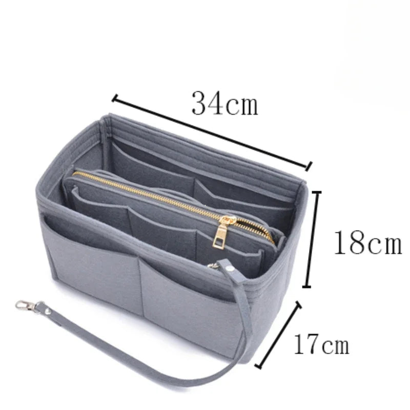 Large Capacity Felt Makeup Organizer Bag - Travel Insert Tote