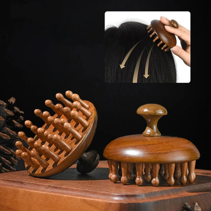 Sandalwood Scalp Massage Comb - Anti-Static Wooden Gua Sha Brush