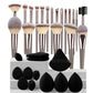 3-20 Piece Makeup Brush Set - Brown Blending Beauty Tools