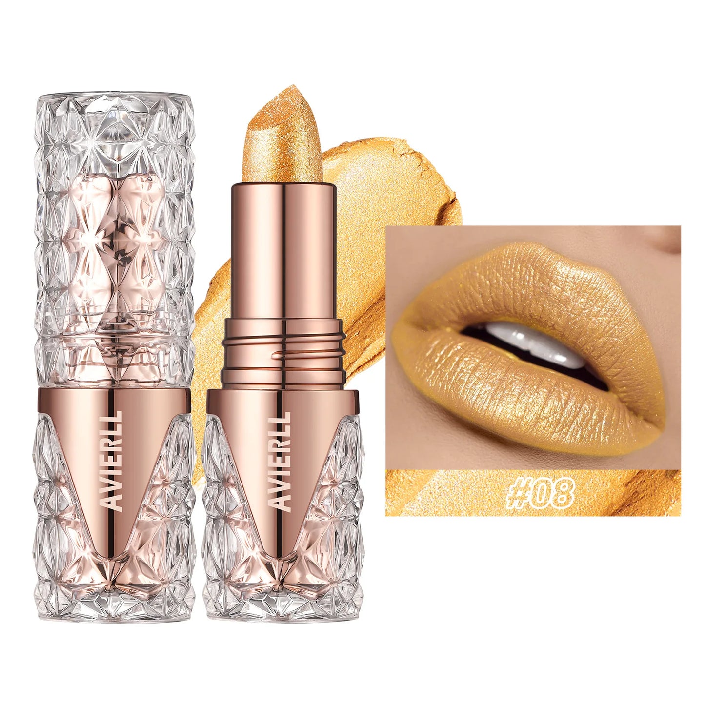 Quicksand Gold Glitter Lipstick - Silky Grapefruit Orange Shine