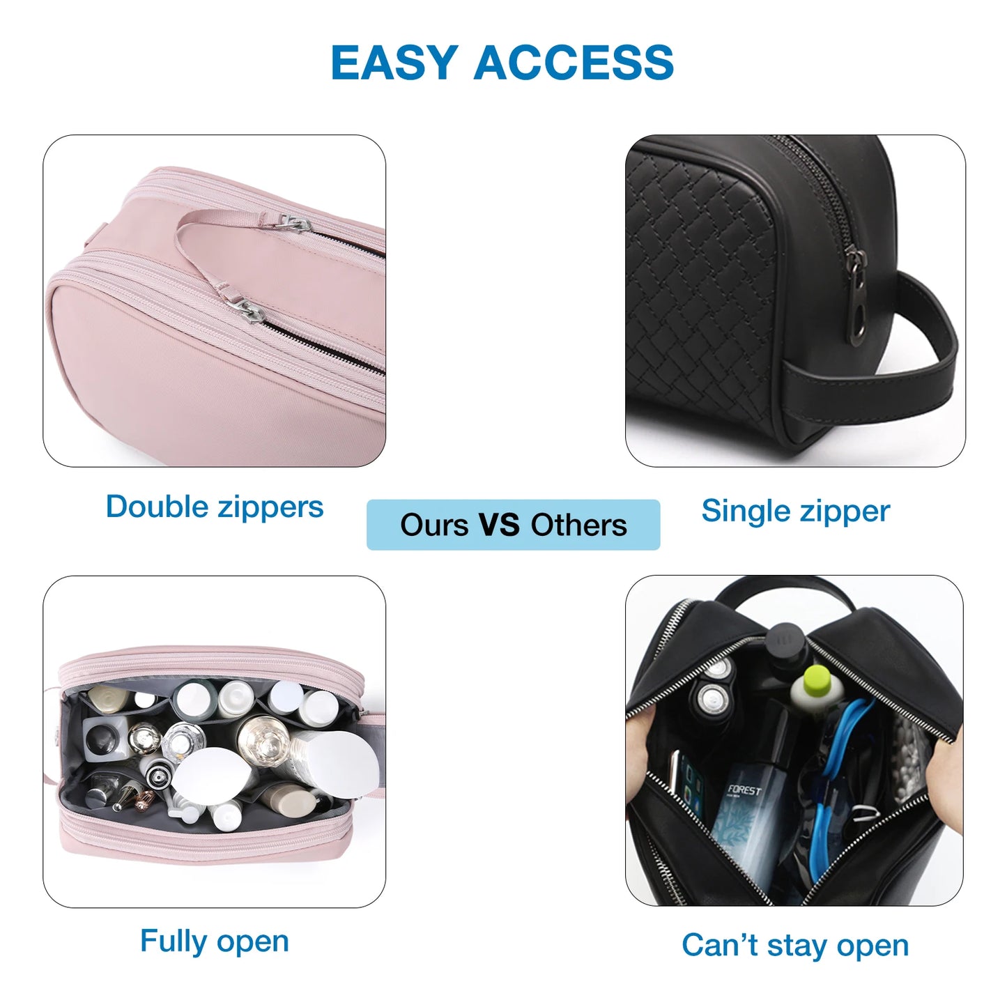BAGSMART Waterproof Travel Cosmetic Bag - Lightweight Dopp Kit