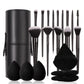 Black Multi-Use Makeup Brush Set - Foundation Blush and Concealer