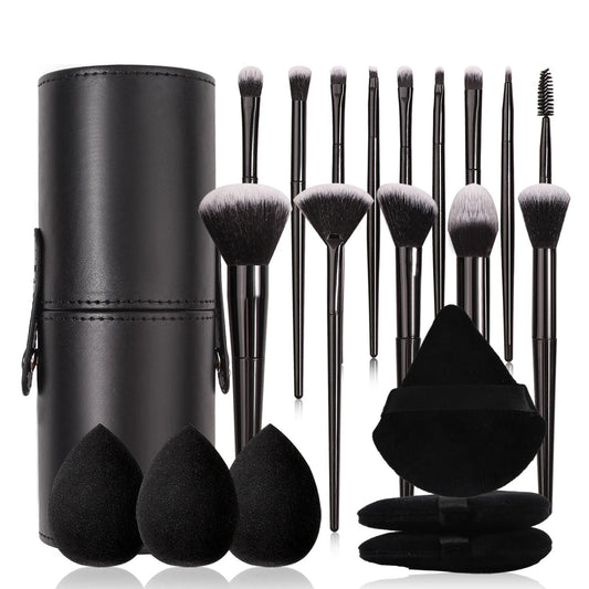 Black Multi-Use Makeup Brush Set - Foundation Blush and Concealer