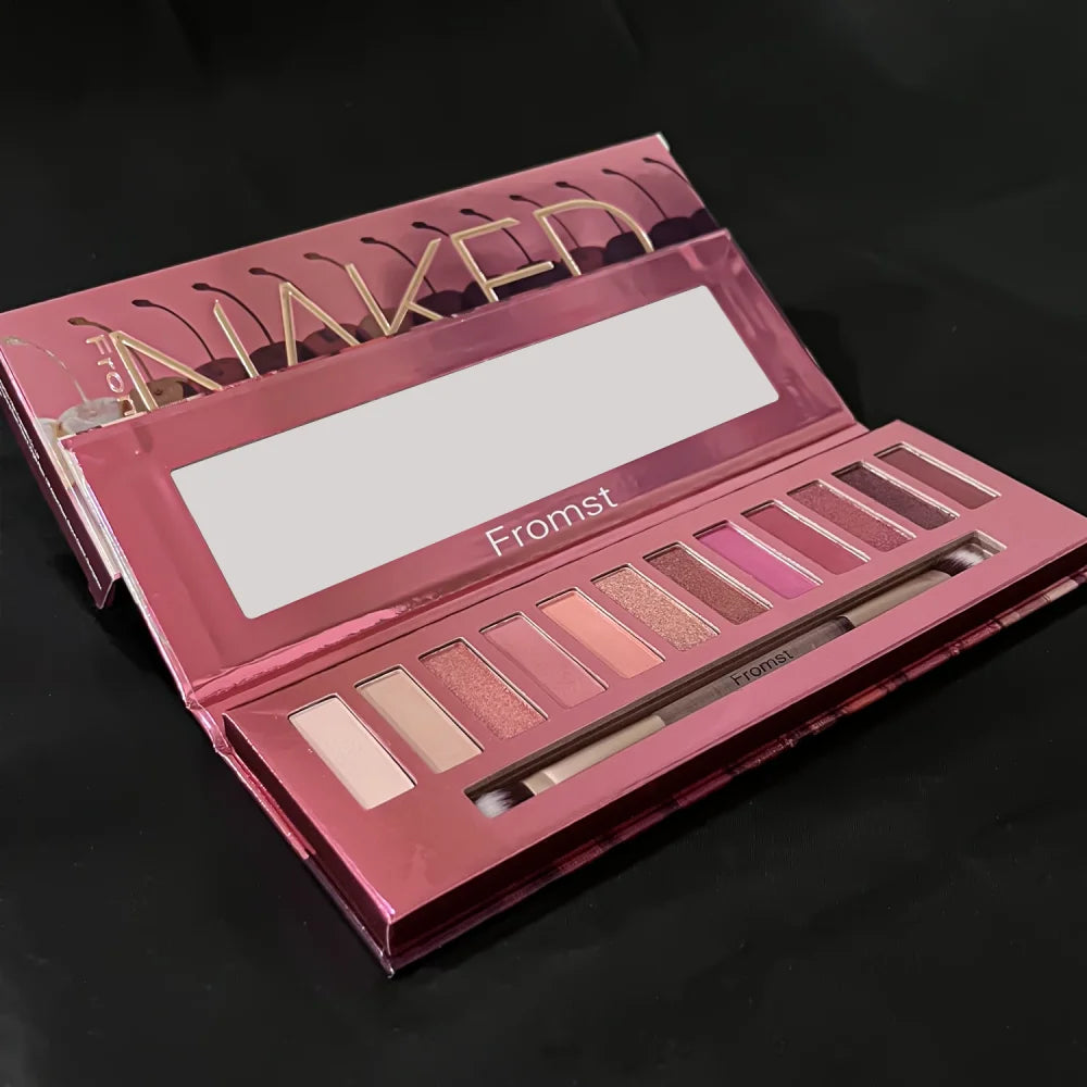 12-Color Brown Pink Eyeshadow Palette - Long-Lasting Eye Makeup