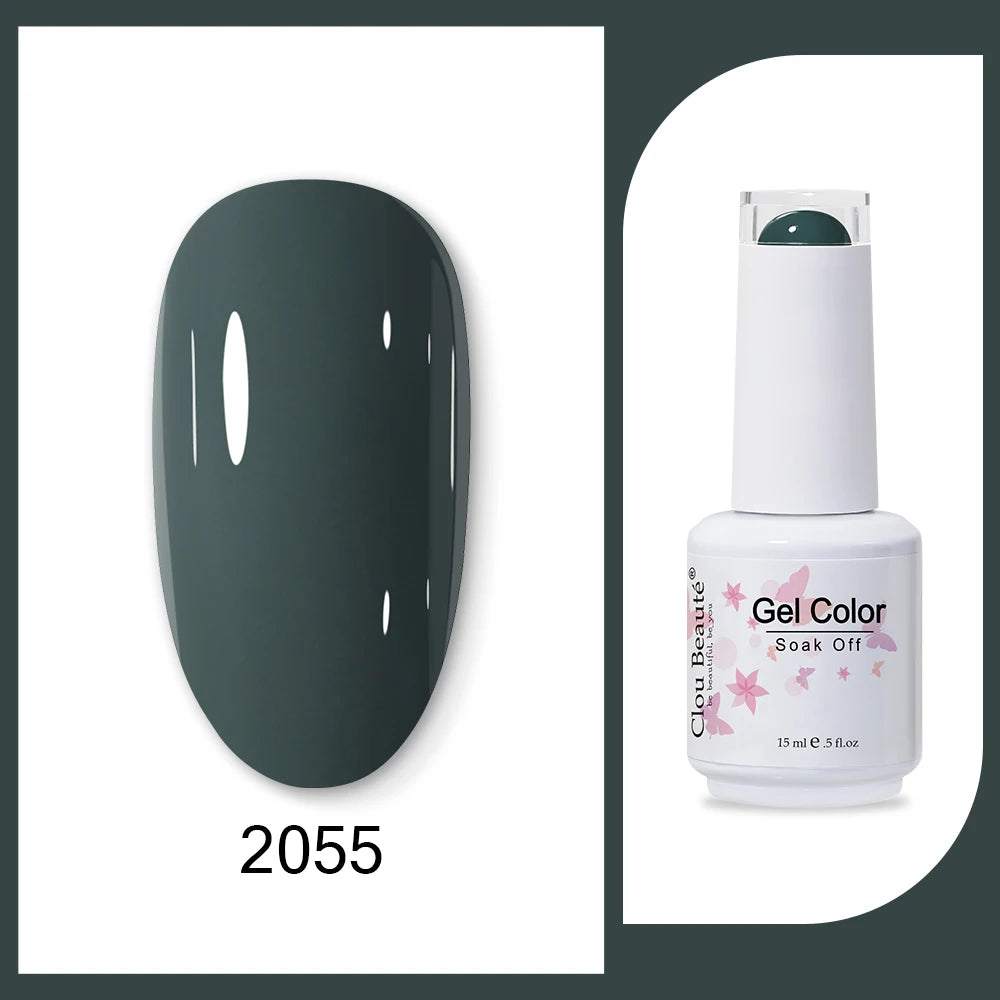 Clou Beaute 15ml Army Green Gel Polish - HEMA and TPO Free