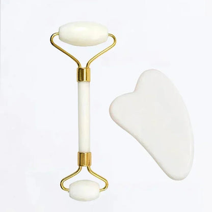 Natural Jade Roller and Gua Sha Set - Face Neck Body Massager