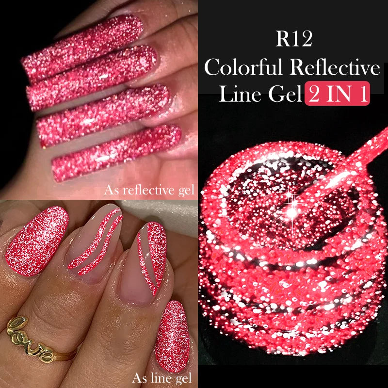 LILYCUTE 5ml Reflective Glitter Liner Gel - Champagne Nail Art