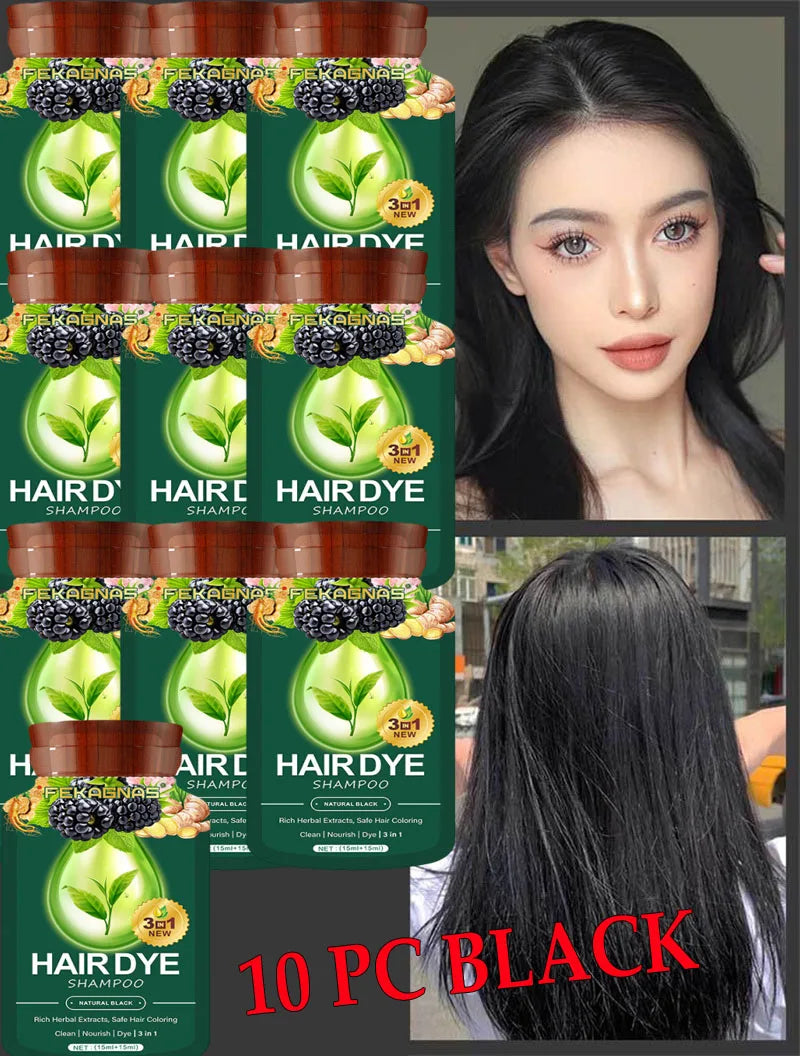 Herbal Hair Dye Shampoo Sachets - Gray Coverage Color Care