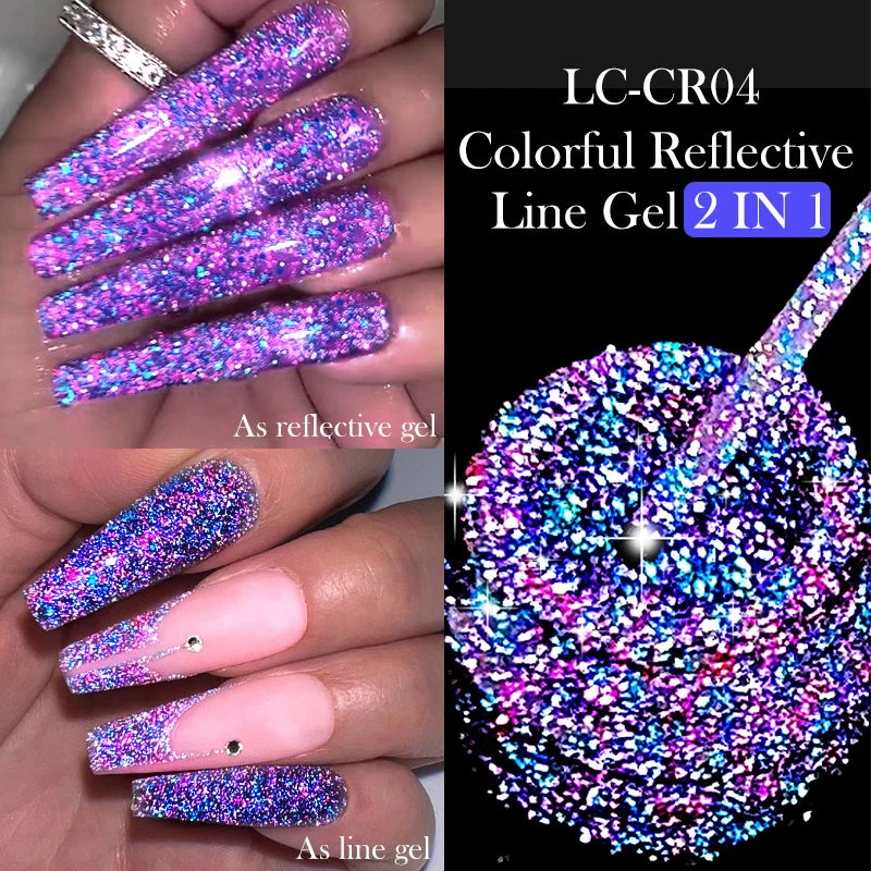 LILYCUTE 5ml Reflective Glitter Liner Gel - Champagne Nail Art