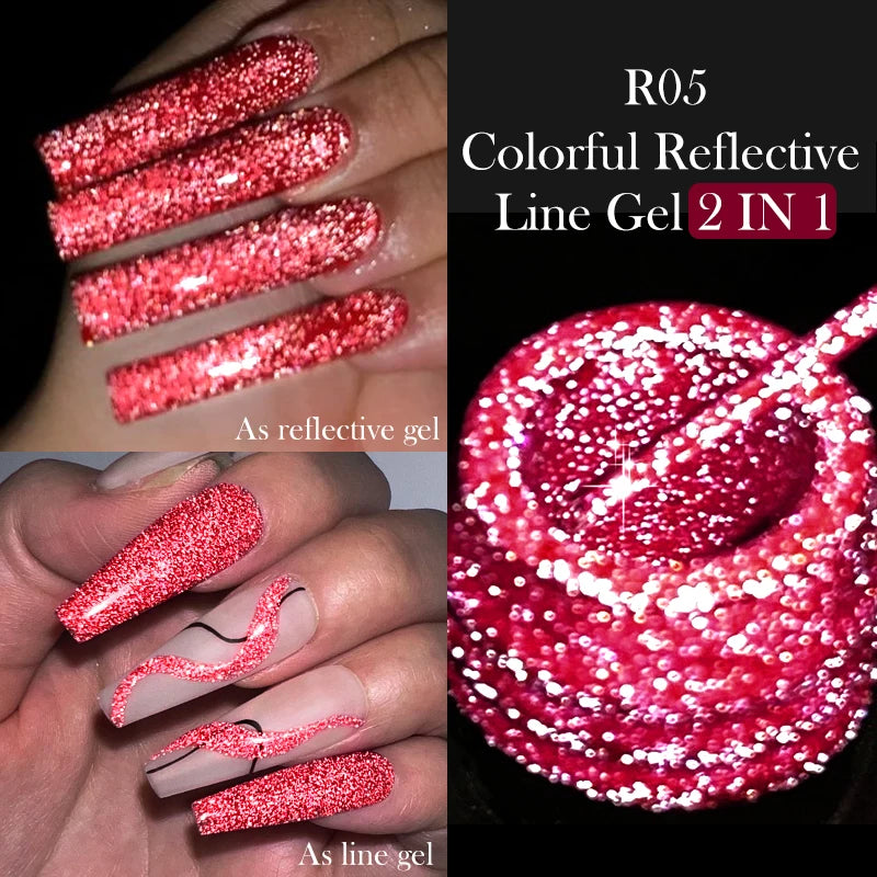 LILYCUTE 5ml Reflective Glitter Liner Gel - Champagne Nail Art