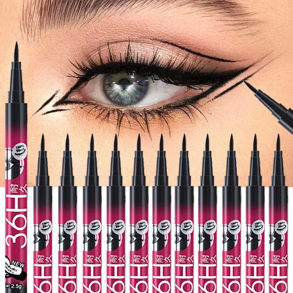 36H Black Liquid Eyeliner Pen - Waterproof Quick-Dry Makeup