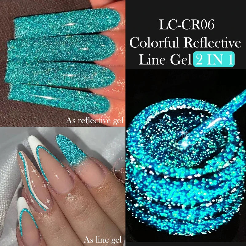 LILYCUTE 5ml Reflective Glitter Liner Gel - Champagne Nail Art