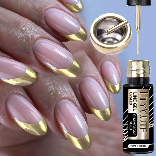 LILYCUTE 5ml Metallic Painting Liner Gel - Gold Silver Nail Art